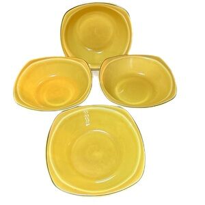 Vintage Paden City Pottery Minion Mandarín Yellow  1950s Set of 4 Cereal Bowls